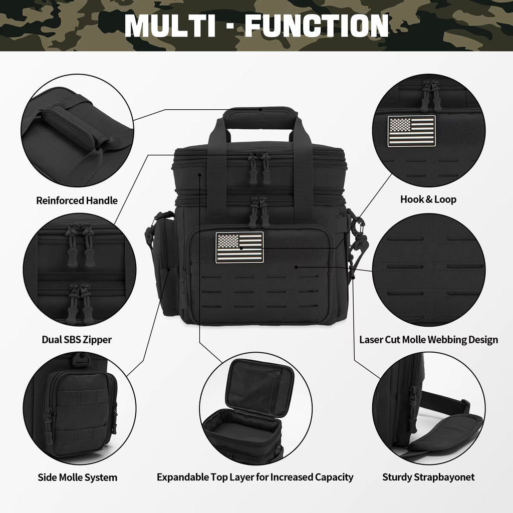 18L Tactical Lunch Box for Men Expandable Heavy Duty Insulated Cooler Bag Leakproof Thermal Bag Work Camping Outdoor Picnic