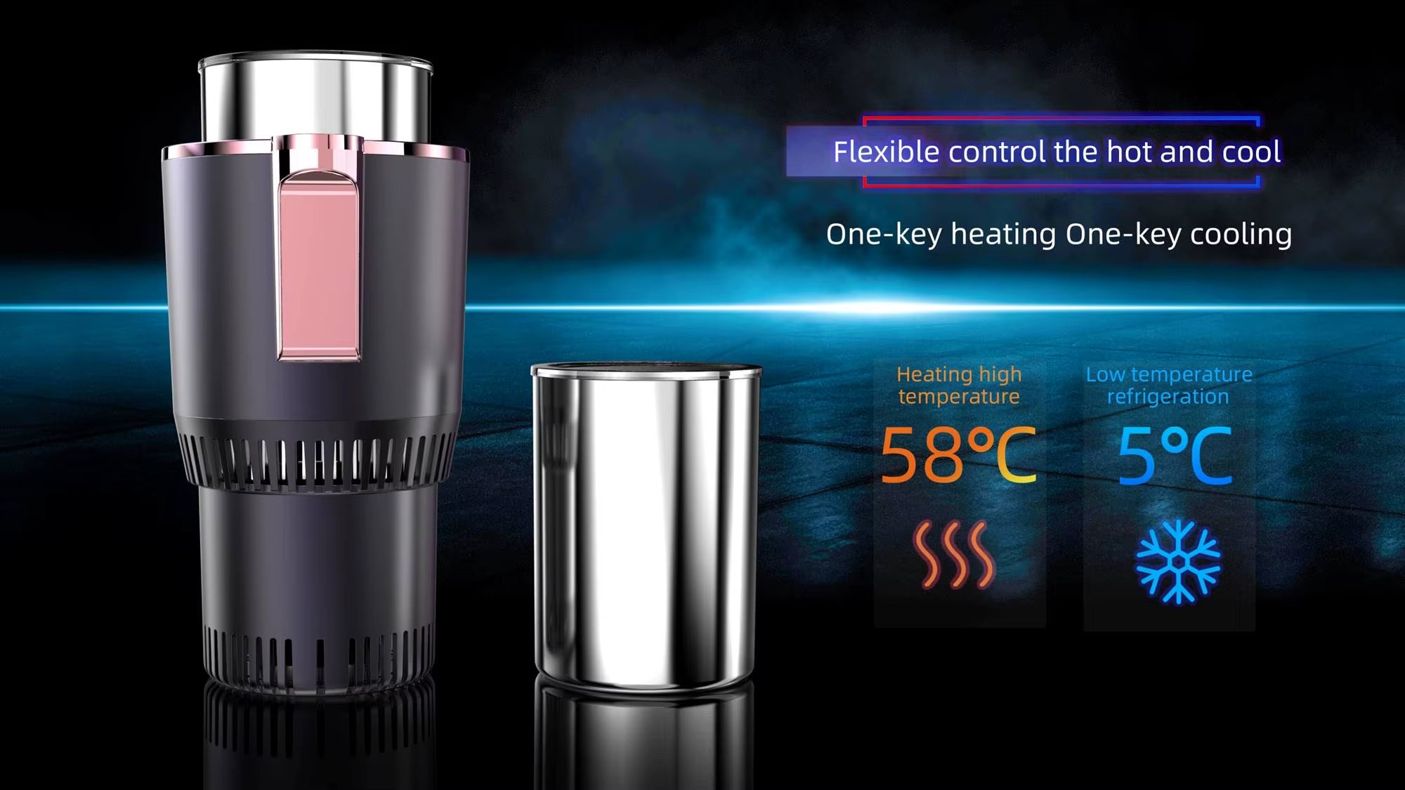 JZYZ Smart Electronic Cooling Heating 750Ml Cup with LED Display Rechargeable Battery Thermal Insulation for Travel Outdoor Use